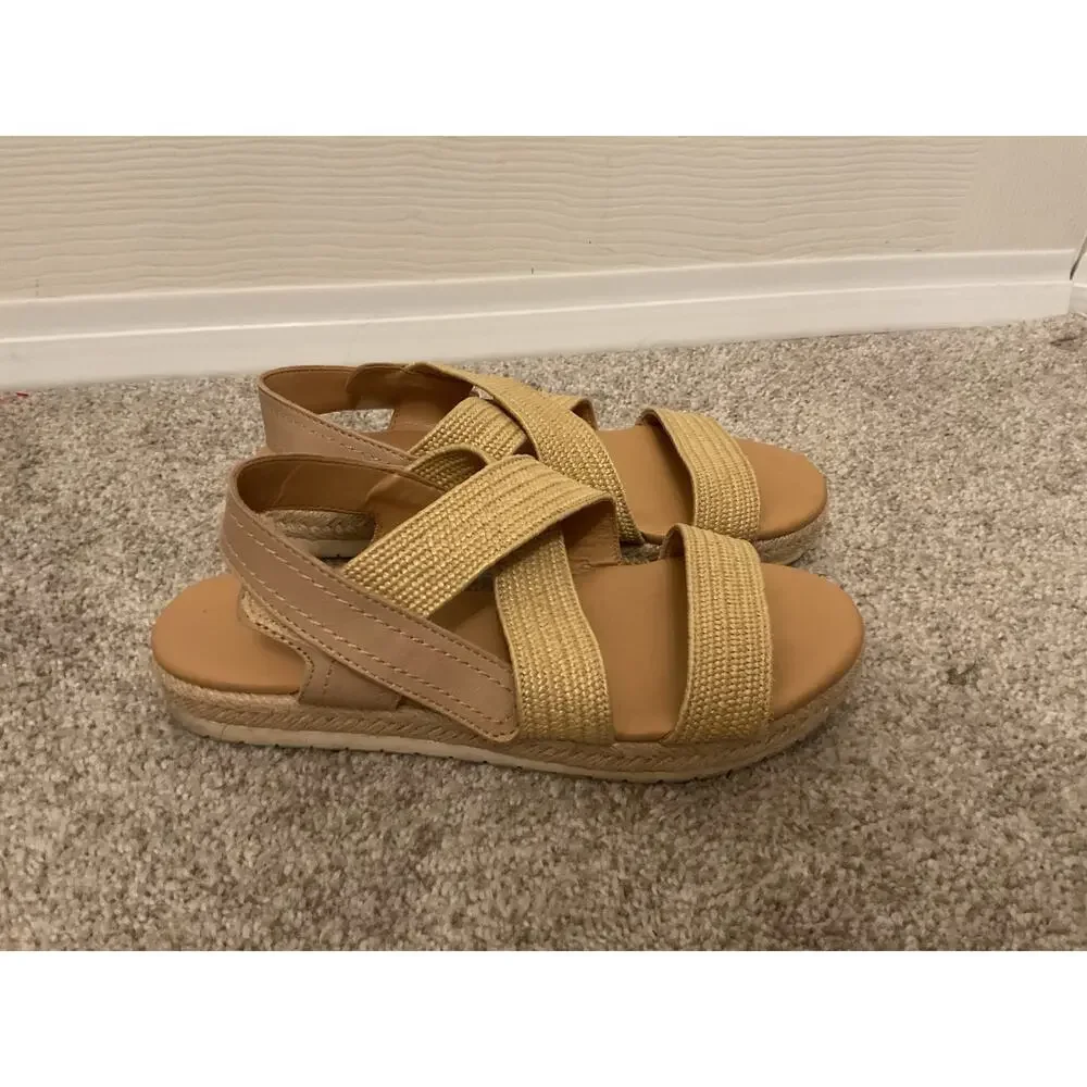Marc Fisher Nalan Trail Sandals | Natural Raffia Crisscross Comfort Sandals,sz 8 - Picture 4 of 8